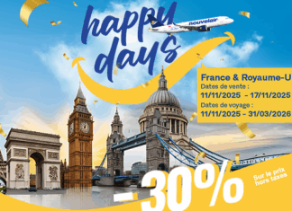 AVEC LES HAPPY DAYS de nouvelair, la France et le Royaume-Uni à -30%