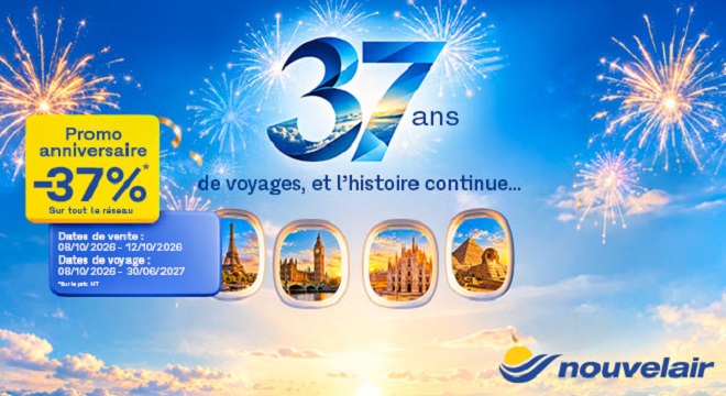 37 ans, 37% : Nouvelair lance sa promo anniversaire